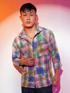 Campus Sutra Splash Plaid Oversized Shirt