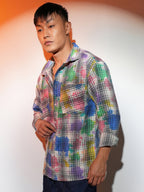 Campus Sutra Splash Plaid Oversized Shirt