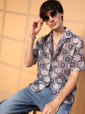 Campus Sutra Hexagon Knit Oversized Shirt