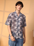 Campus Sutra Hexagon Knit Oversized Shirt