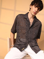 Campus Sutra Conoid Knit Oversized Shirt
