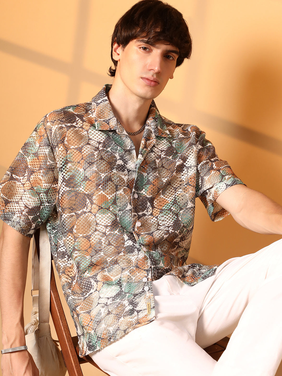 Campus Sutra Pebble Knit Oversized Shirt