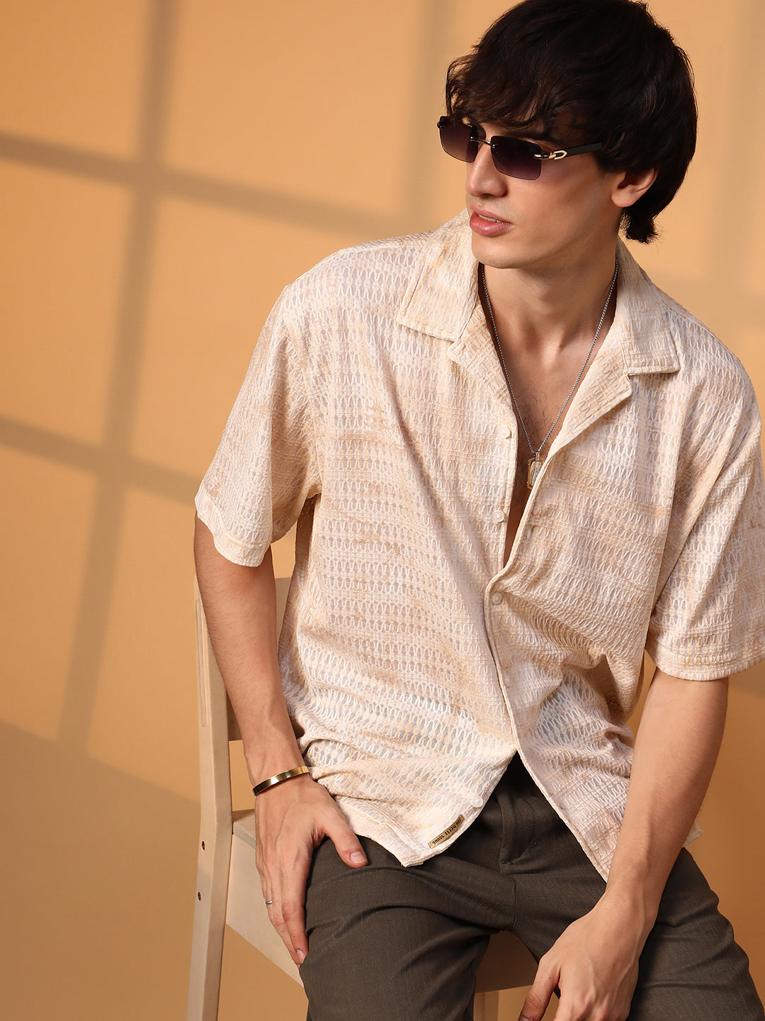 Campus Sutra Faded Woven Oversized Shirt