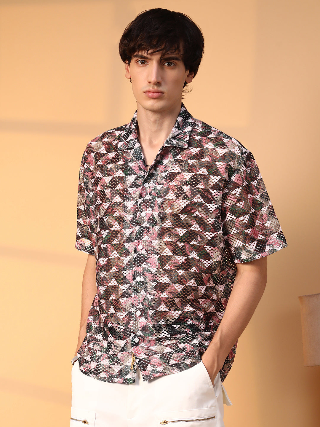 Campus Sutra Overlap Knit Oversized Shirt