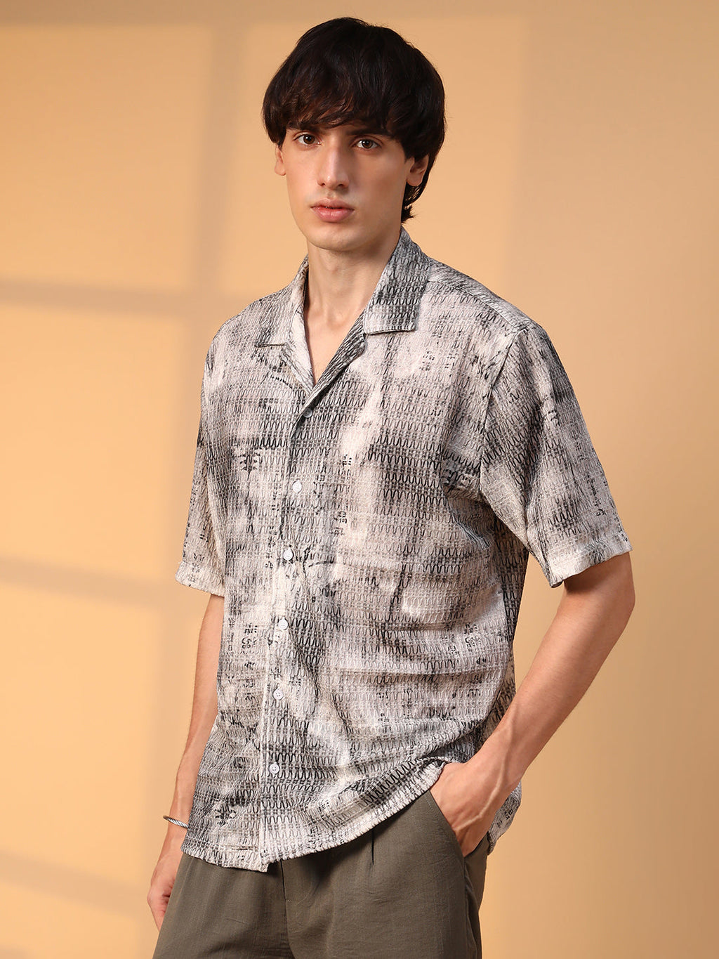 Campus Sutra Faded Woven Oversized Shirt