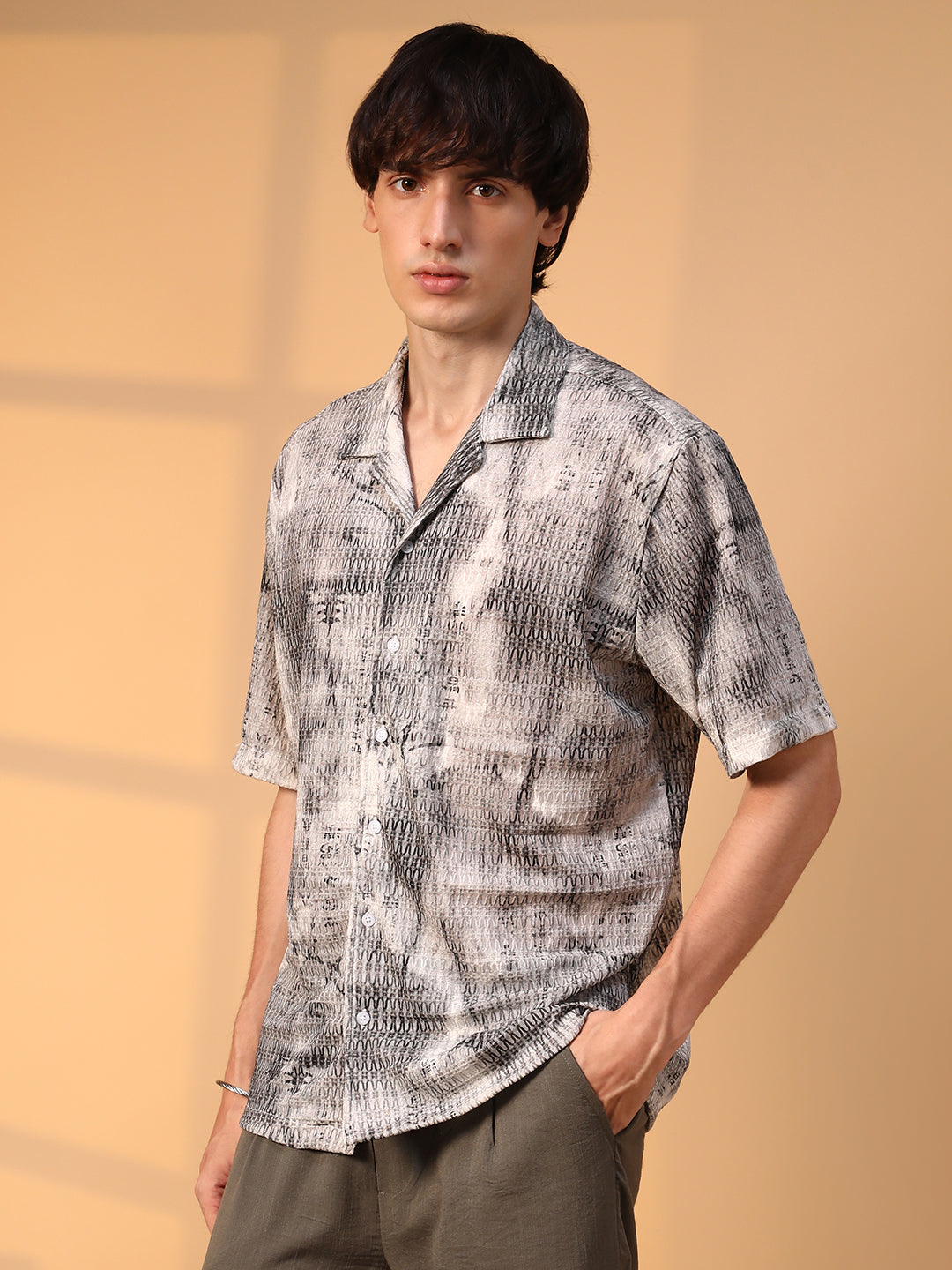 Campus Sutra Faded Woven Oversized Shirt