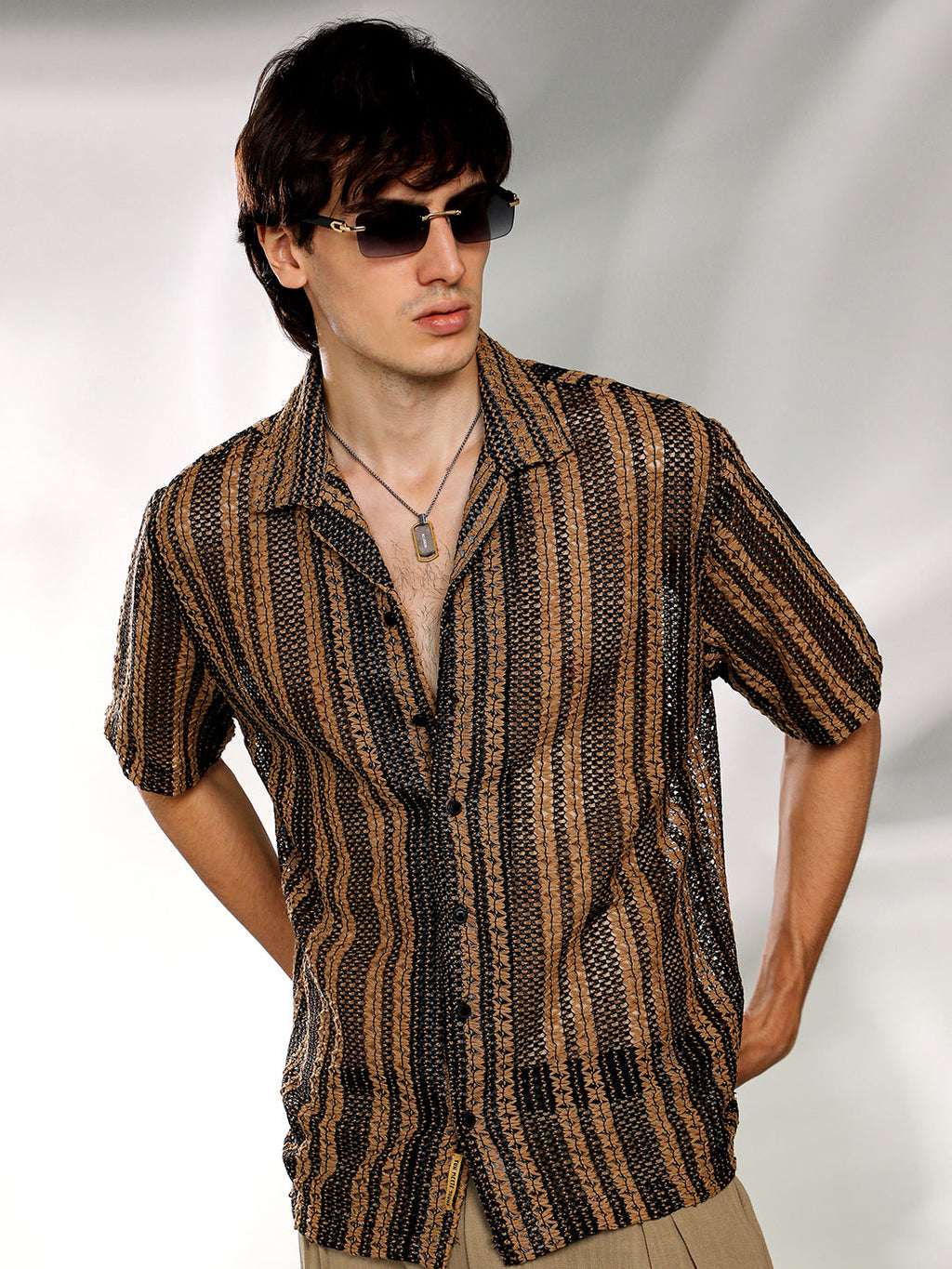 Campus Sutra Multitrack Knit Oversized Shirt