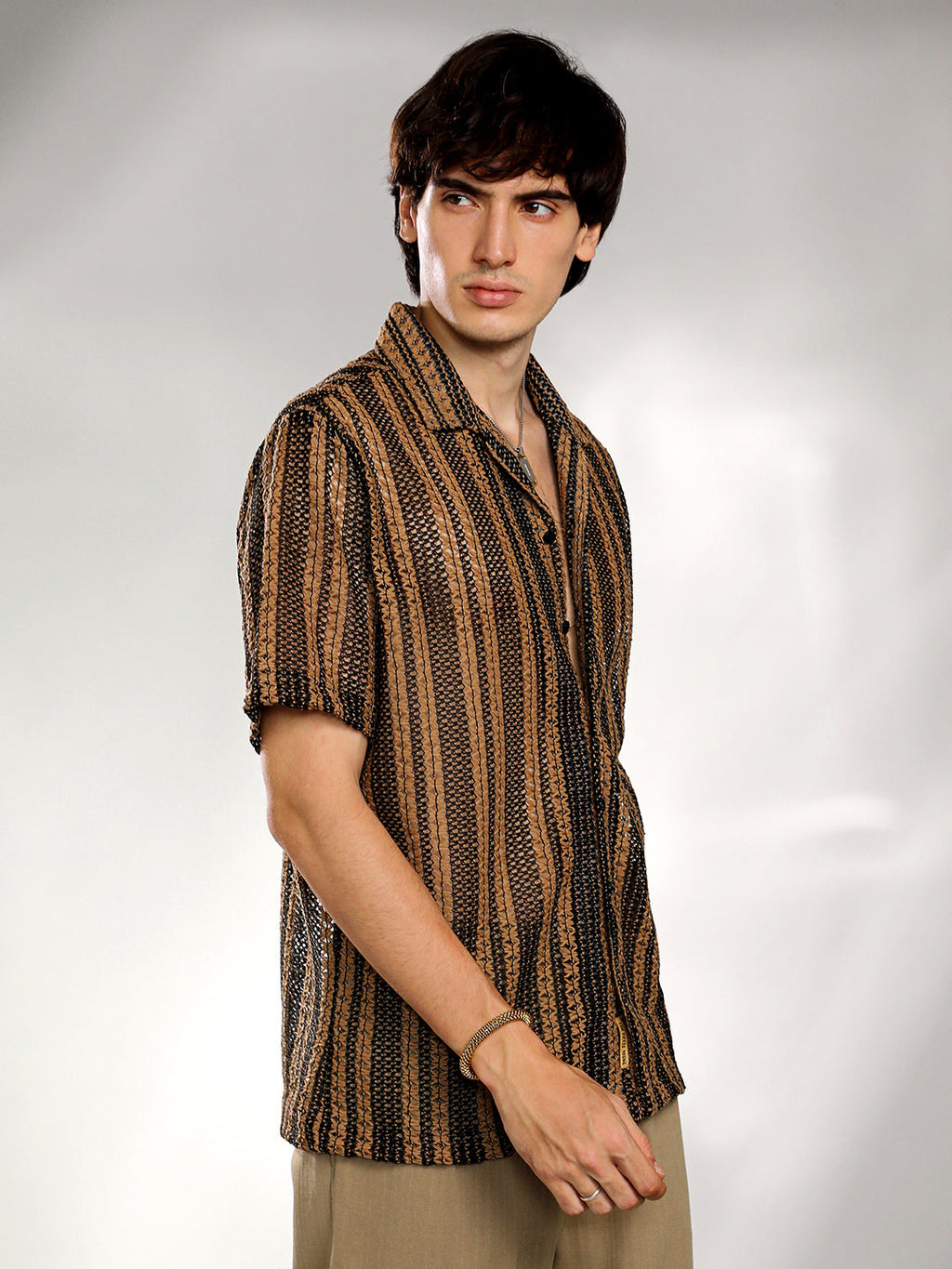 Campus Sutra Multitrack Knit Oversized Shirt