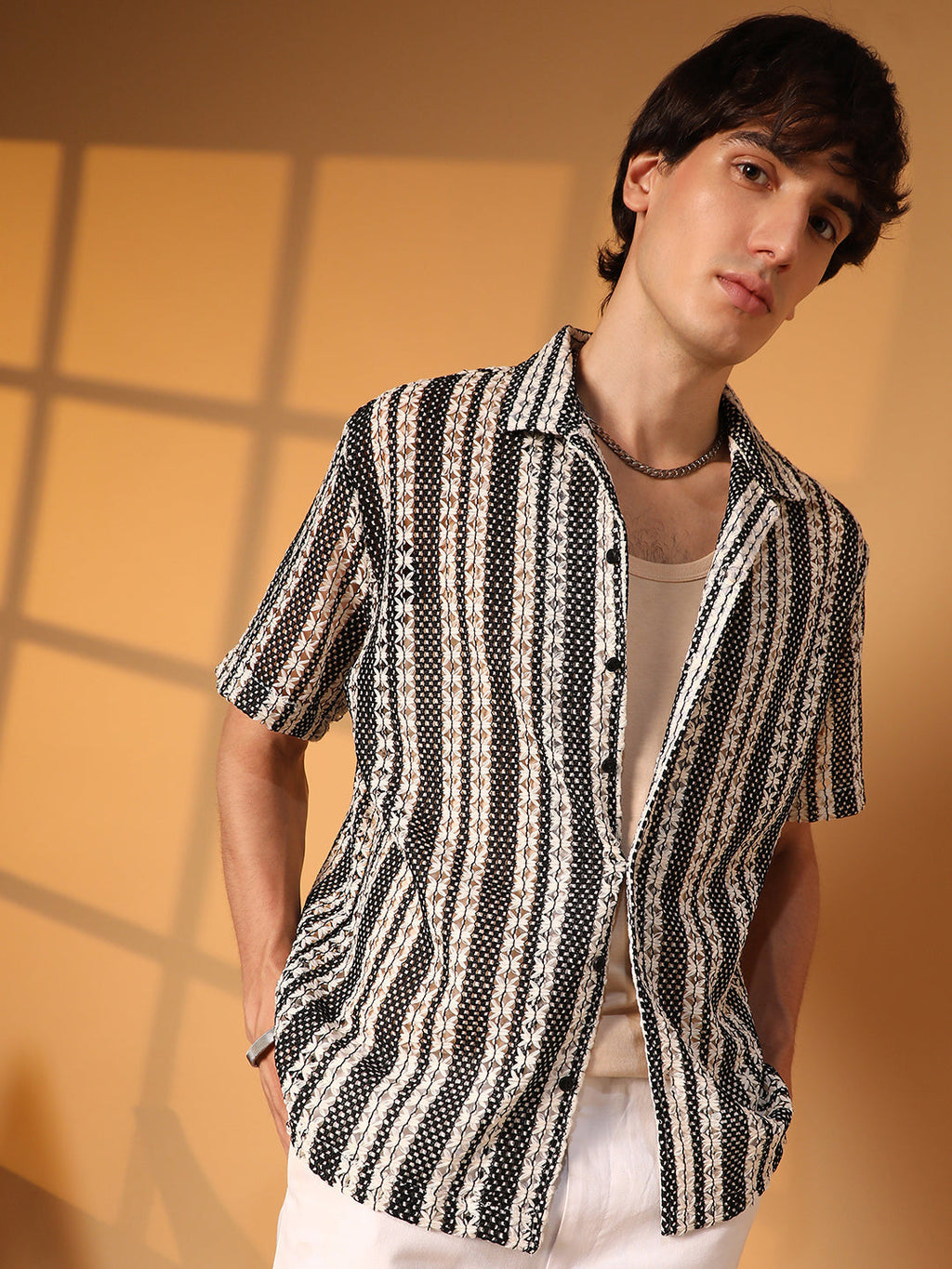 Campus Sutra Multitrack Knit Oversized Shirt