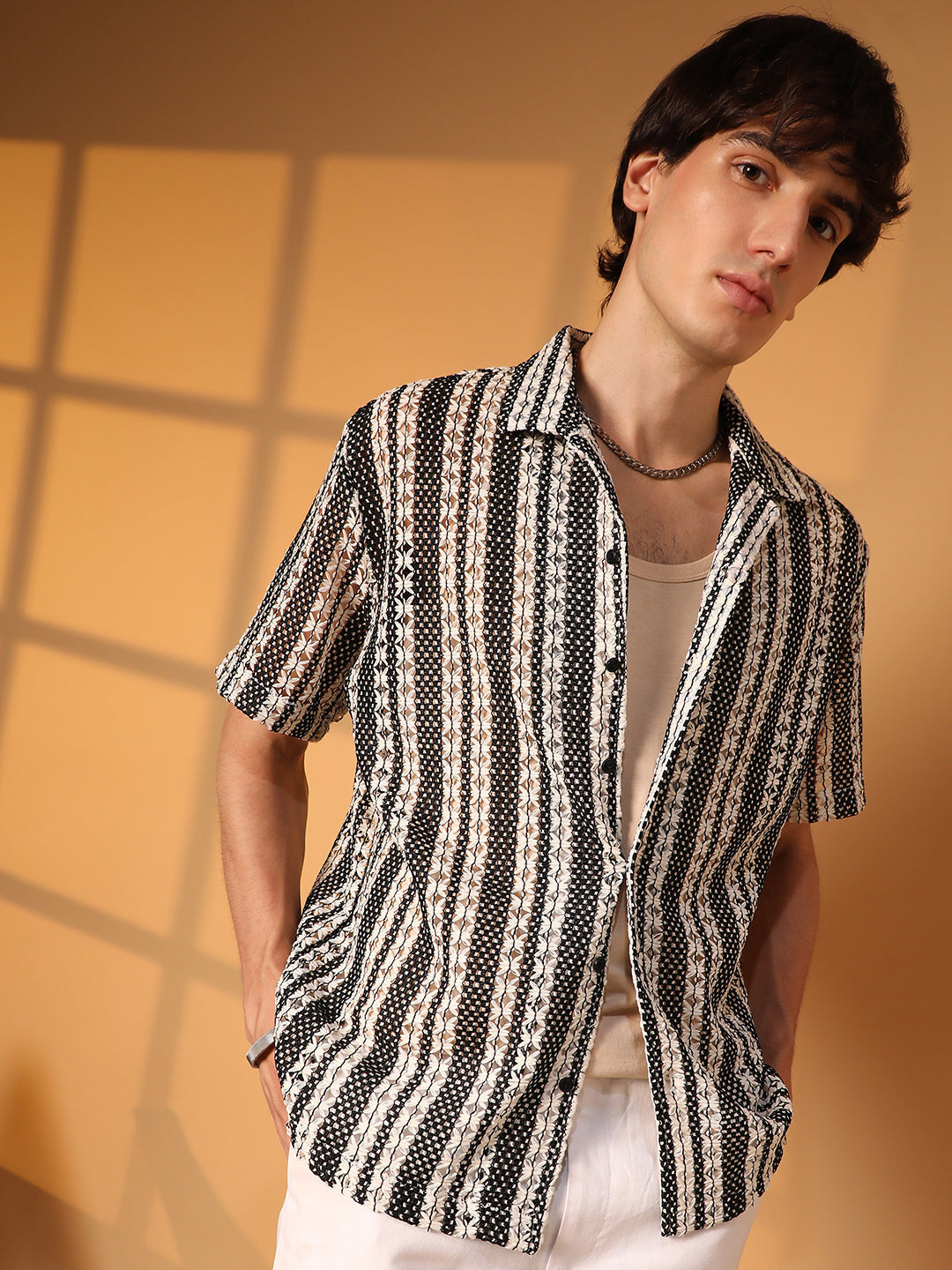 Campus Sutra Multitrack Knit Oversized Shirt