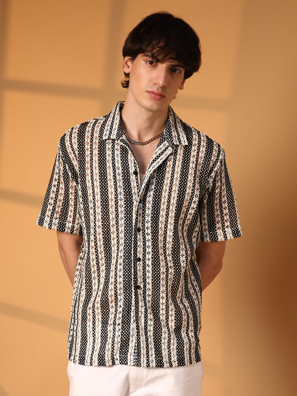 Campus Sutra Multitrack Knit Oversized Shirt