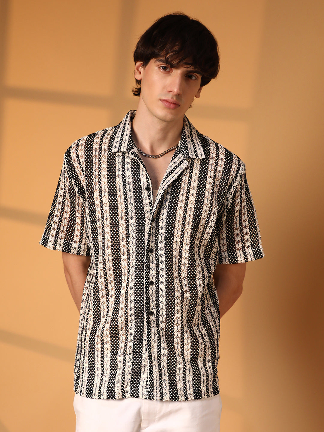 Campus Sutra Multitrack Knit Oversized Shirt