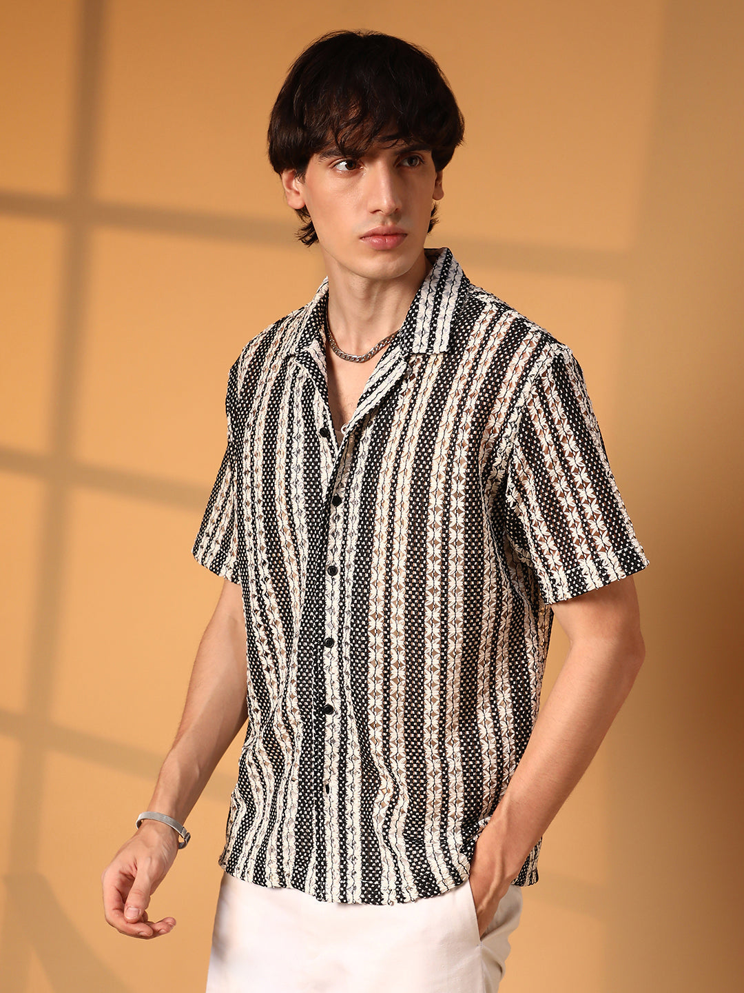 Campus Sutra Multitrack Knit Oversized Shirt