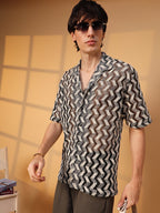 Campus Sutra Chevron Knit Oversized Shirt