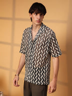 Campus Sutra Chevron Knit Oversized Shirt