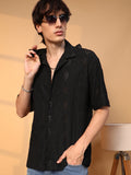 Campus Sutra Argyle-Textured Oversized Shirt