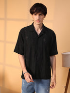 Campus Sutra Argyle-Textured Oversized Shirt