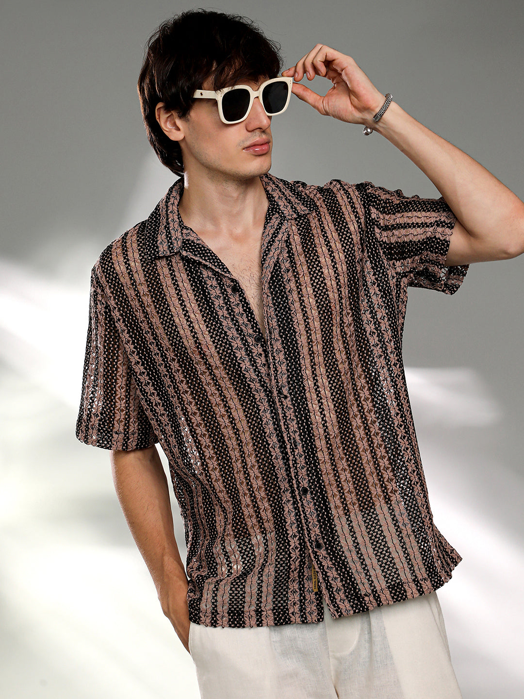Campus Sutra Multitrack Knit Oversized Shirt