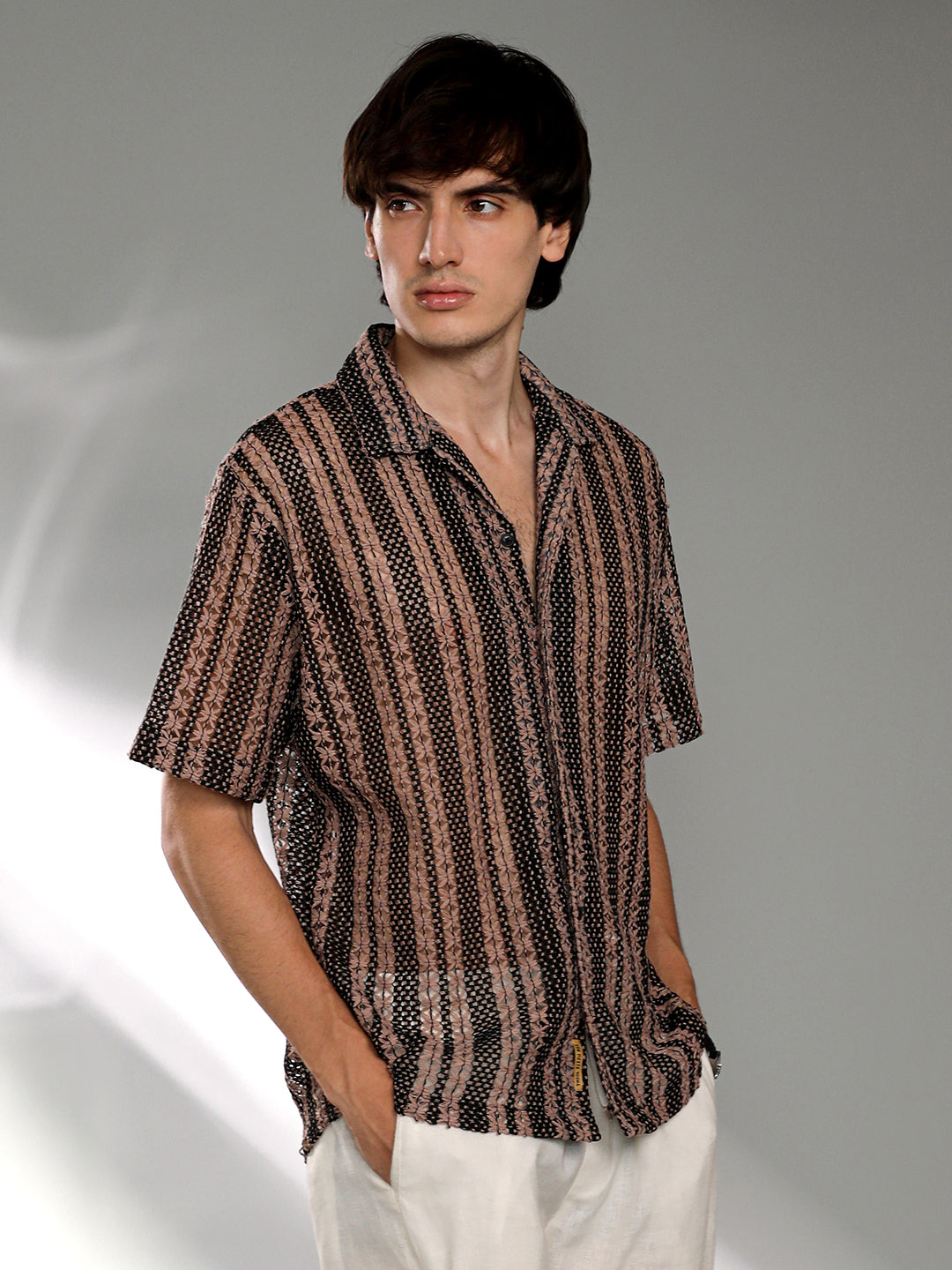Campus Sutra Multitrack Knit Oversized Shirt