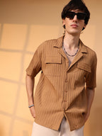 Campus Sutra Tactile-Lined Oversized Shirt