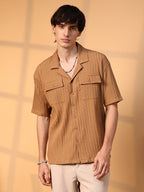 Campus Sutra Tactile-Lined Oversized Shirt