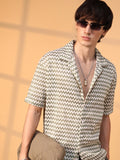 Campus Sutra Chevron-Striped Oversized Shirt
