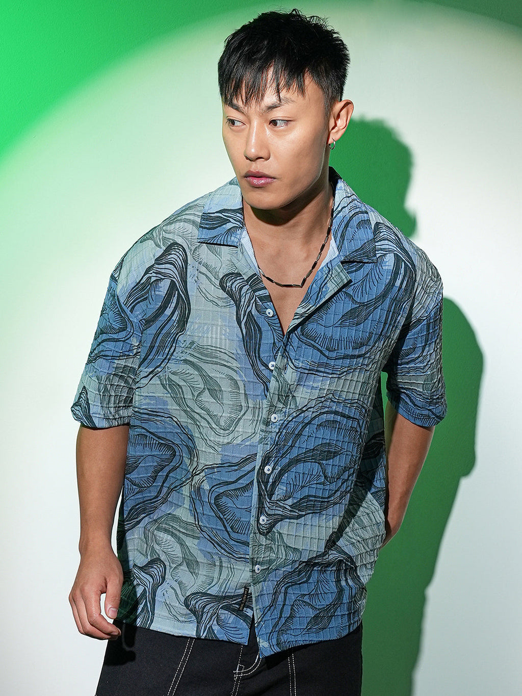 Campus Sutra Oceanic Oversized Shirt
