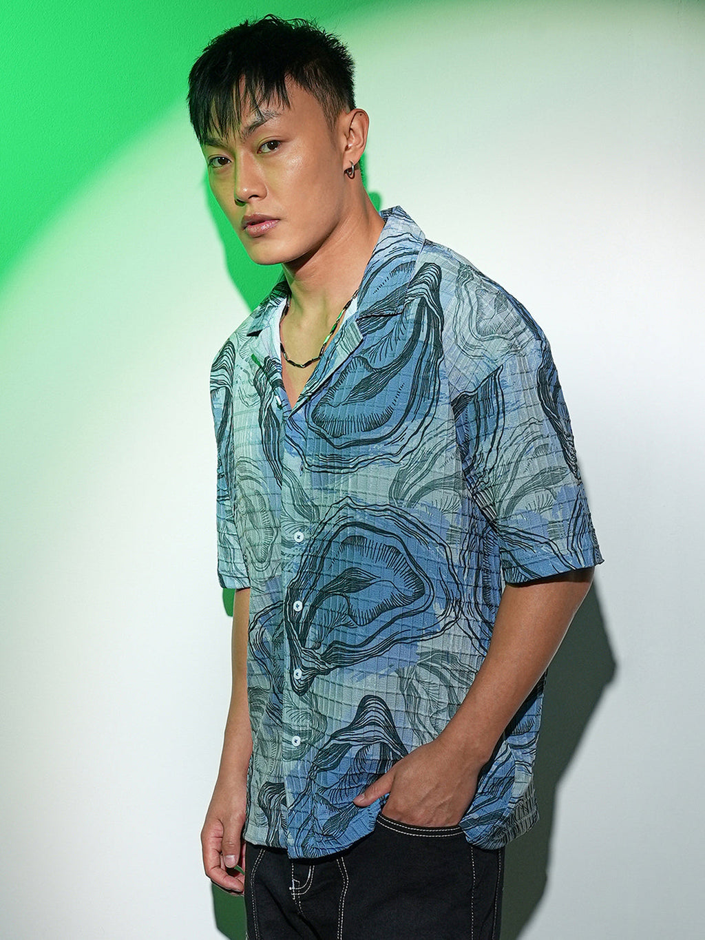 Campus Sutra Oceanic Oversized Shirt