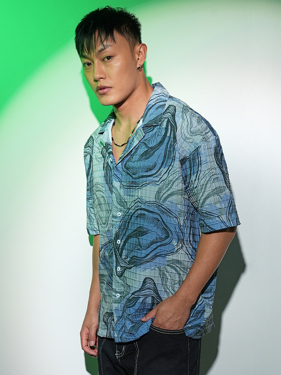 Campus Sutra Oceanic Oversized Shirt