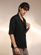 Campus Sutra Solid Crinkle Oversized Shirt