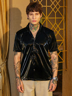 Campus Sutra Patent Solid Shirt