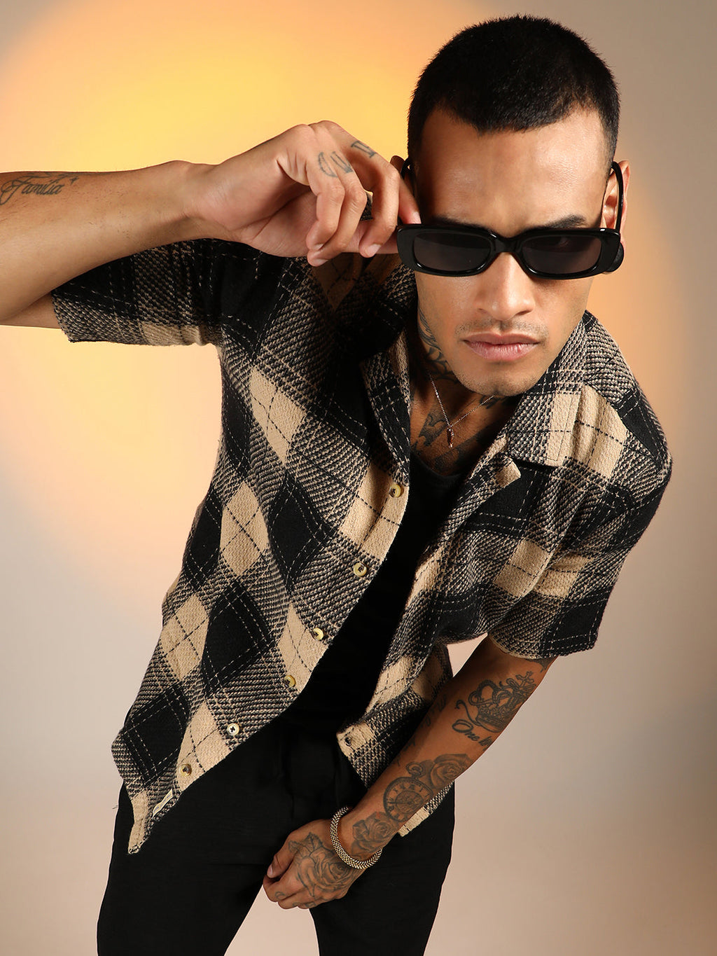 Campus Sutra Tartan Resort Oversized Shirt