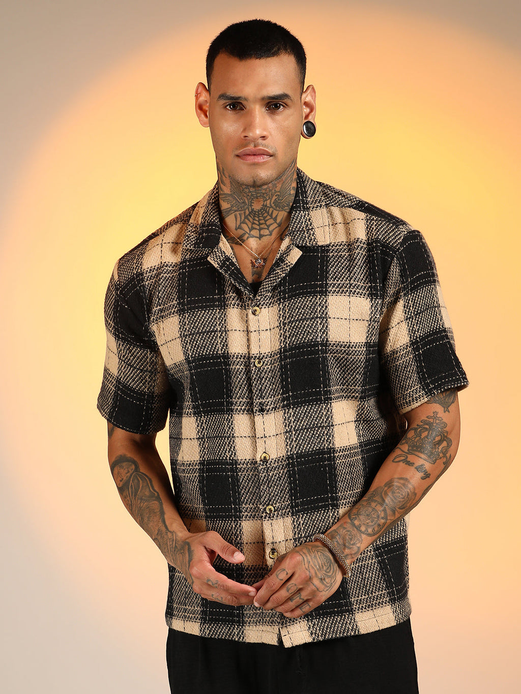 Campus Sutra Tartan Resort Oversized Shirt