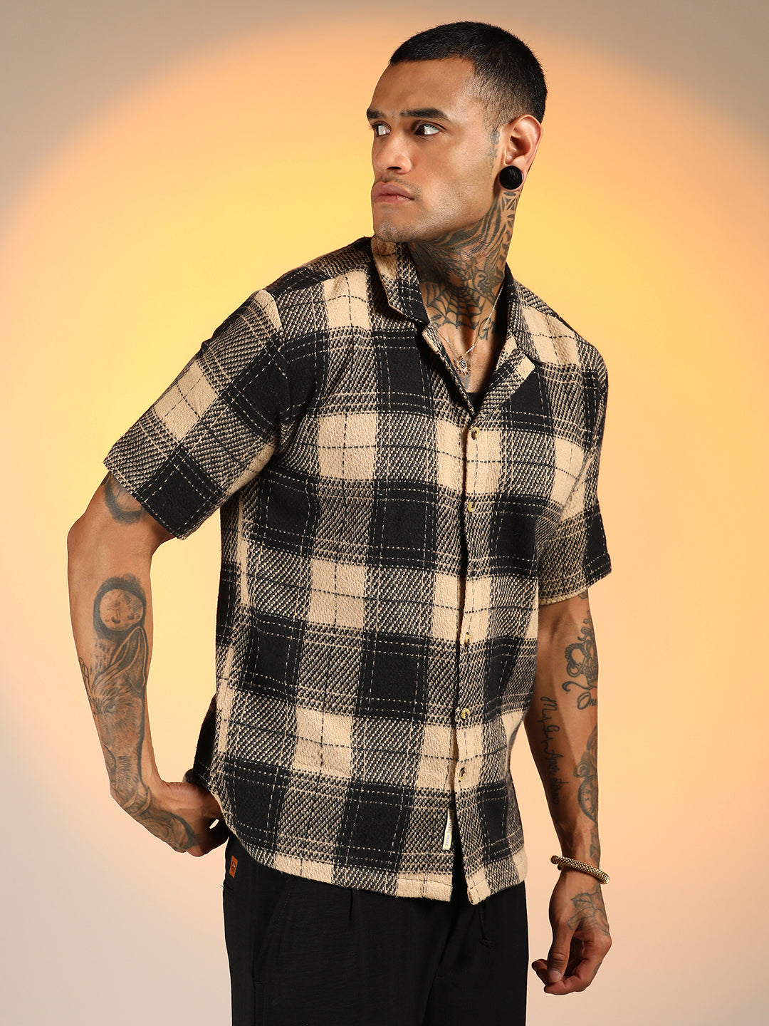 Campus Sutra Tartan Resort Oversized Shirt