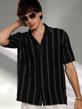 Campus Sutra Unhemmed Striped Oversized Shirt