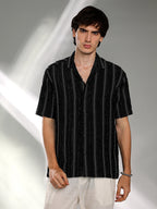 Campus Sutra Unhemmed Striped Oversized Shirt