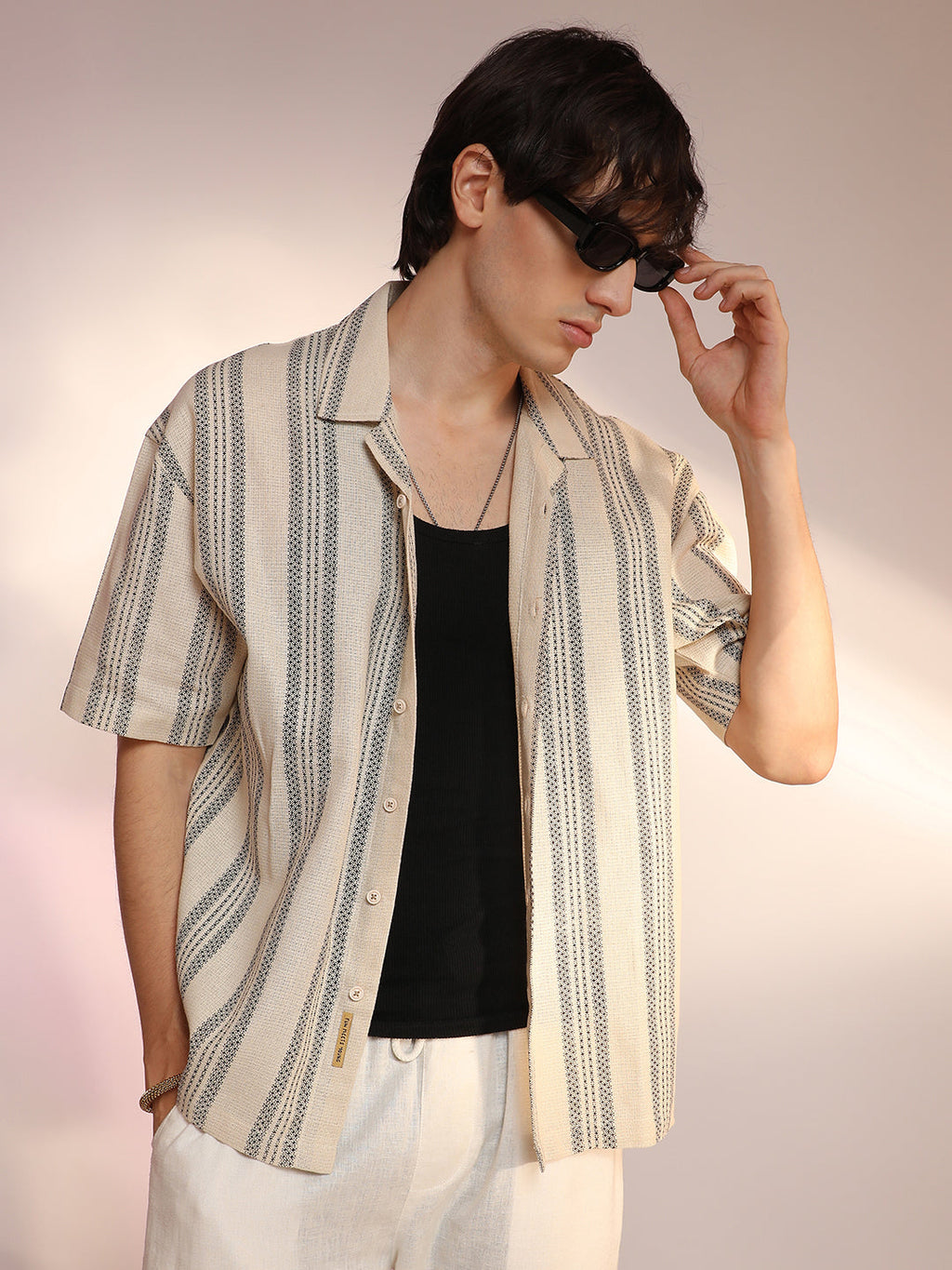 Campus Sutra Woven Striped Oversized Shirt