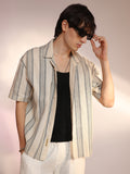 Campus Sutra Woven Striped Oversized Shirt