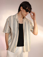 Campus Sutra Woven Striped Oversized Shirt