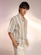 Campus Sutra Woven Striped Oversized Shirt