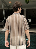 Campus Sutra Striped Knit Oversized Shirt