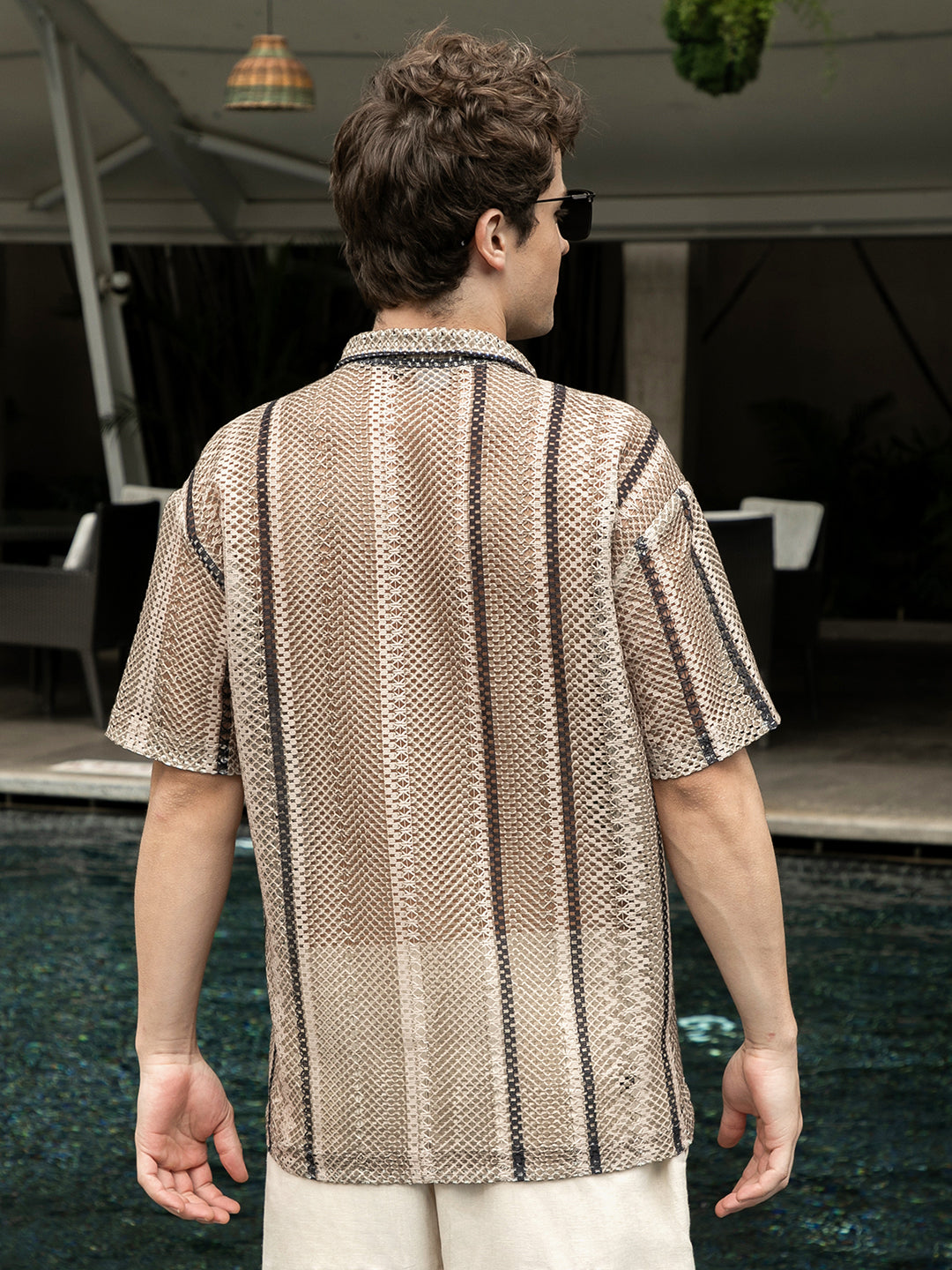 Campus Sutra Striped Knit Oversized Shirt