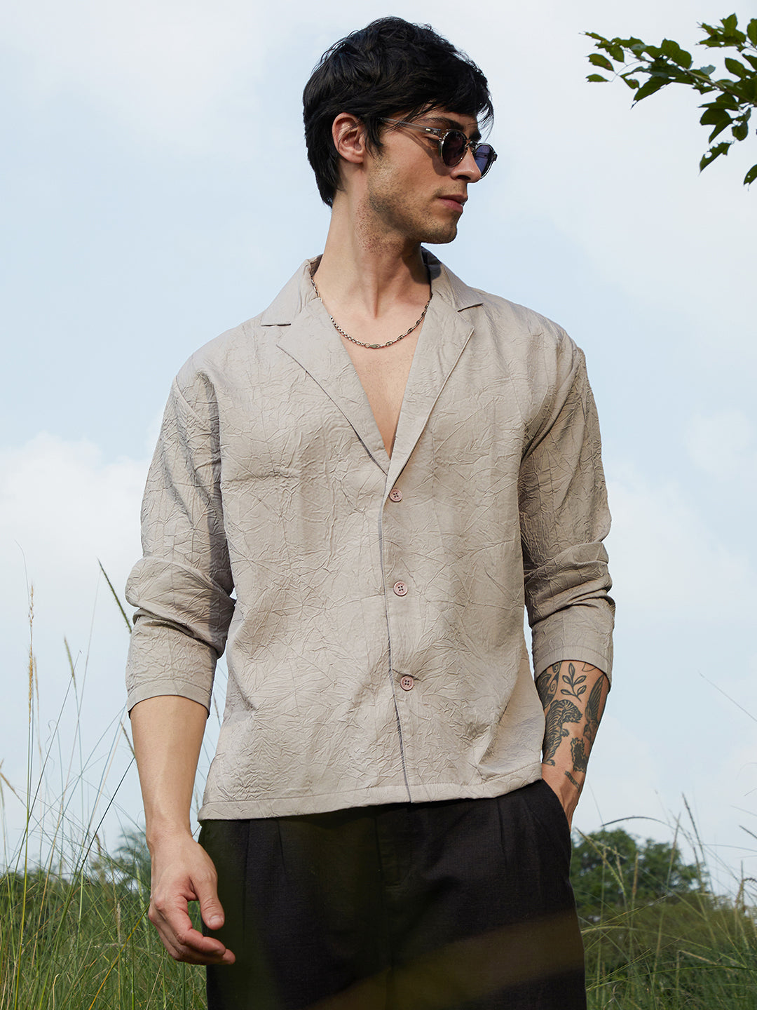 Campus Sutra Wrinked Korean Oversized Shirt