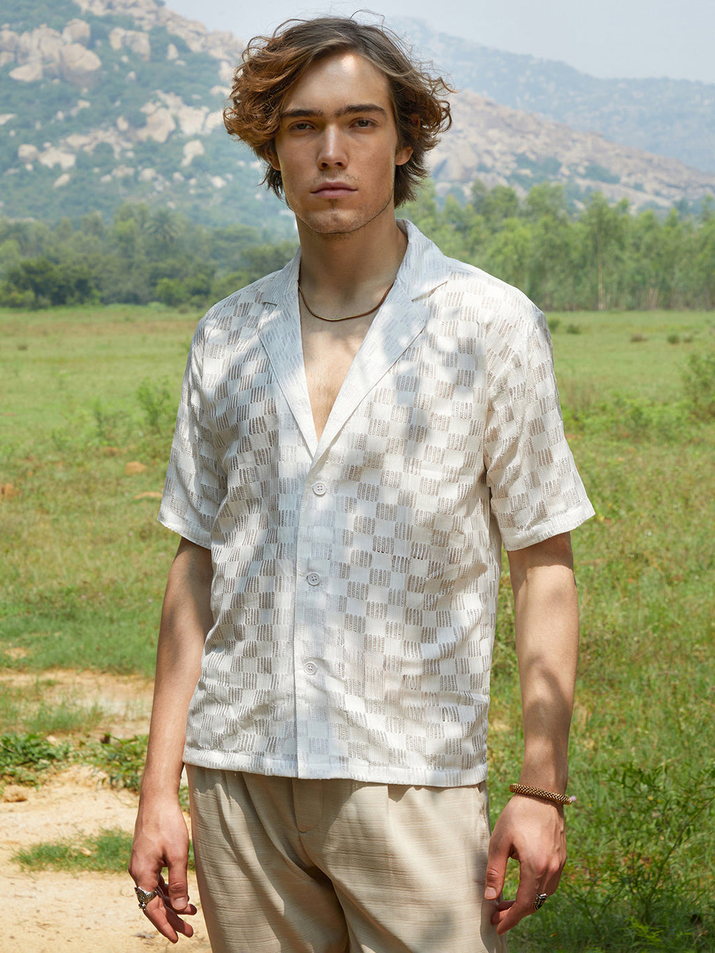 Campus Sutra Cubic-Ripple Shirt