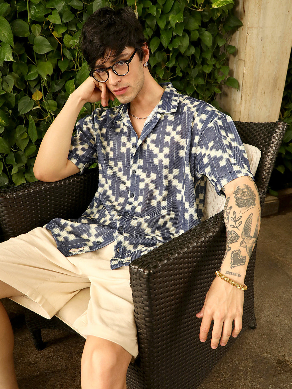 Campus Sutra Dice Mesh Oversized Shirt