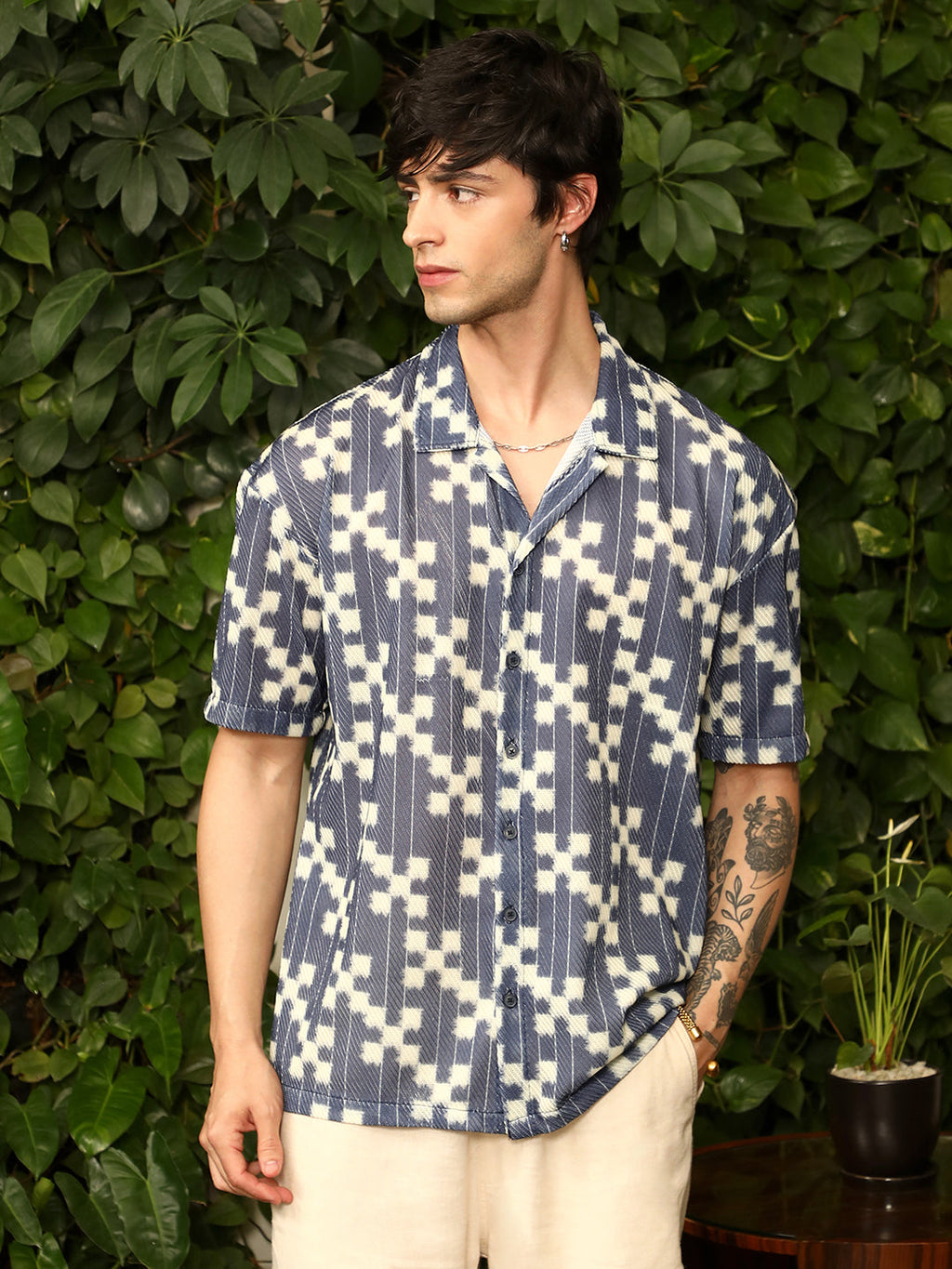 Campus Sutra Dice Mesh Oversized Shirt