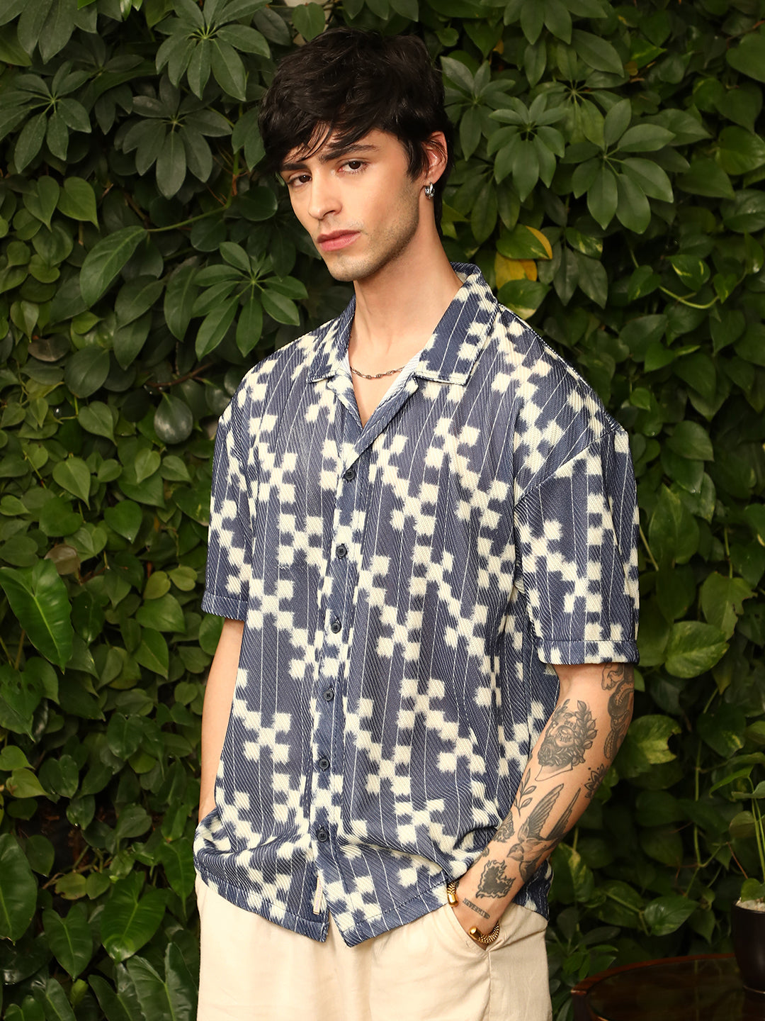 Campus Sutra Dice Mesh Oversized Shirt