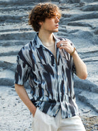 Campus Sutra Strokes Mesh Oversized Shirt
