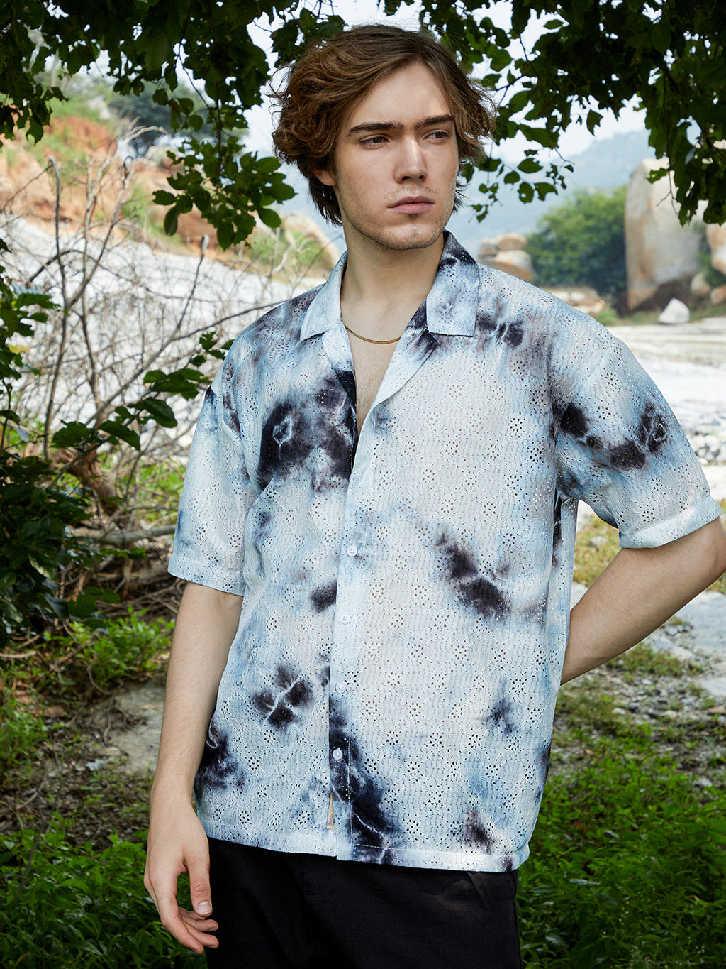Campus Sutra Tie-Dye Knit Oversized Shirt