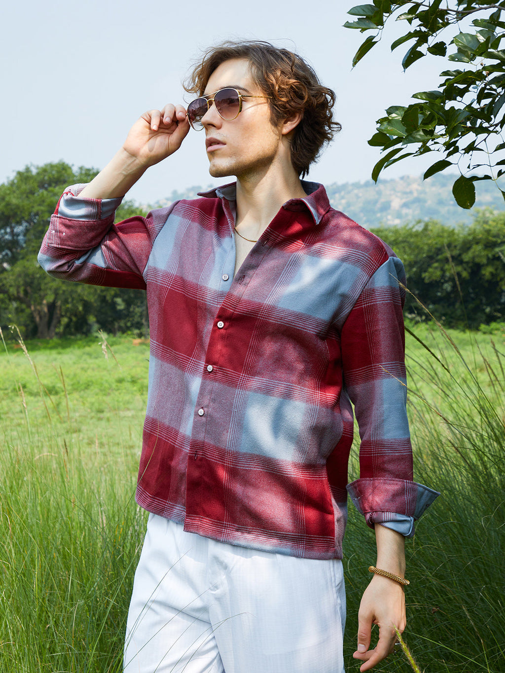 Campus Sutra Vignette-Checkered Oversized Shirt